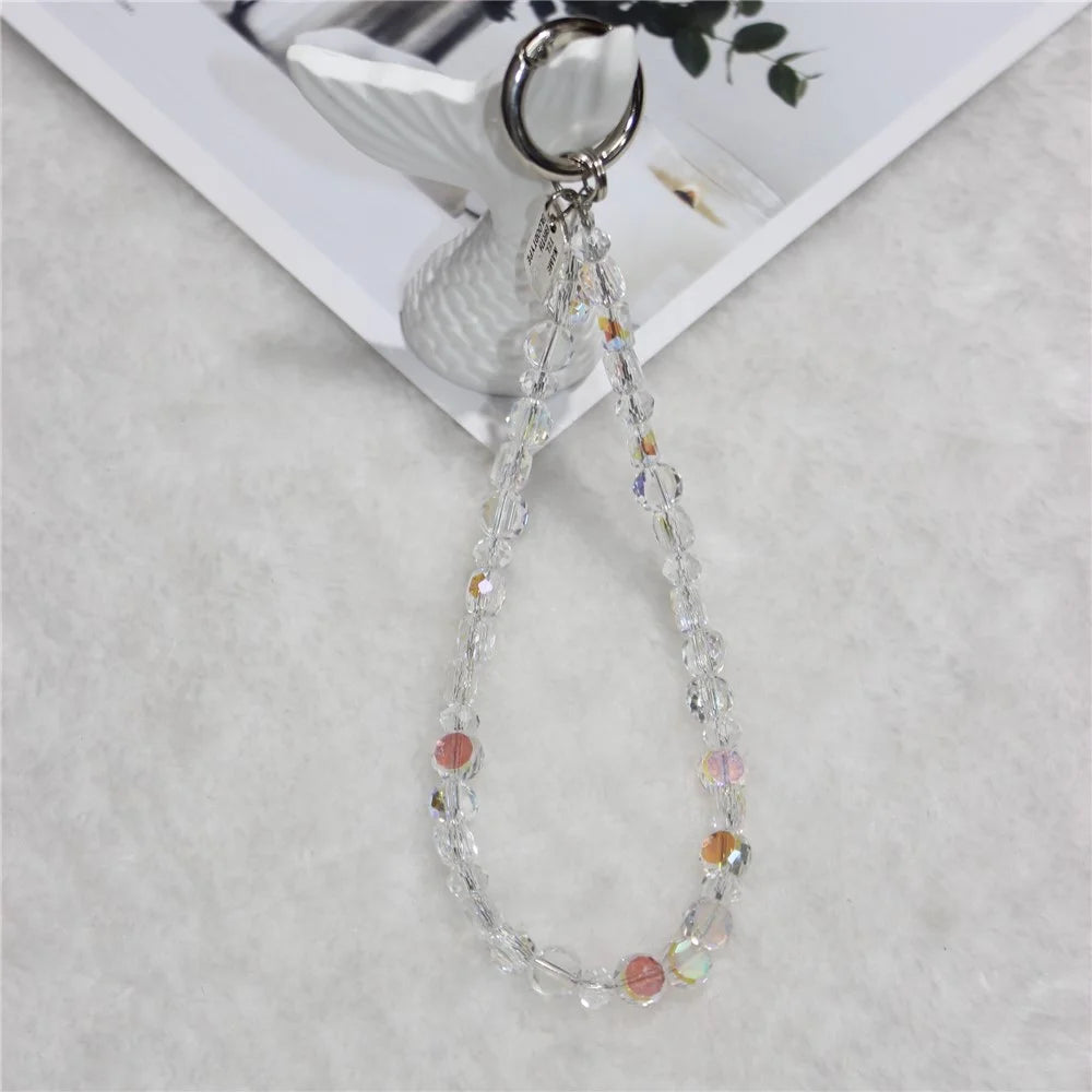 Crystal Bead Phone Lanyard Short 26cm Mobile Phone Bracelet Anti-Lost Chain - Style 1 - 2