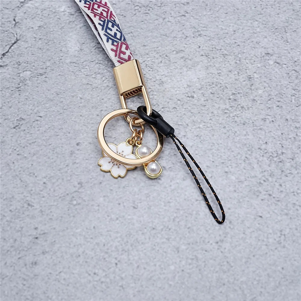 80cm Cell Phone Lanyard Flower Pendant Crossbody Phone Lanyard Phone Hand Wrist Strap Neck Lanyard Shoulder Strap - Dark Blue - 3