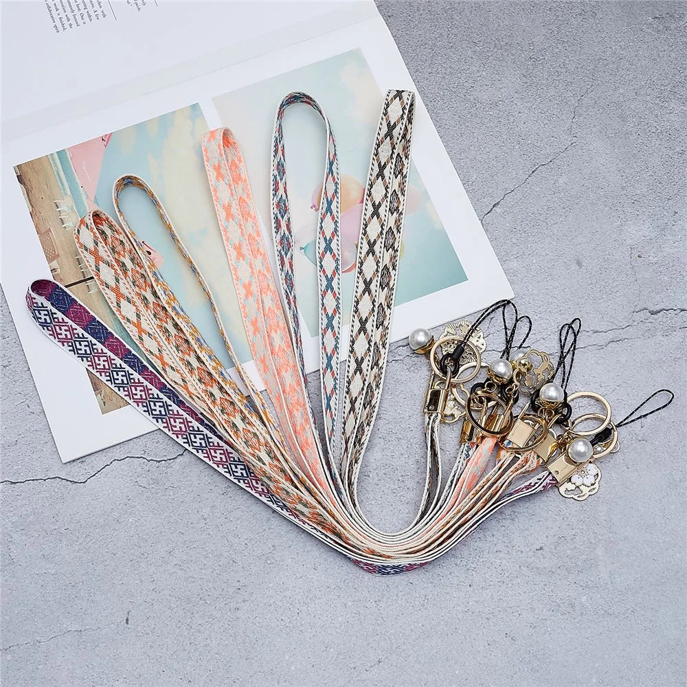80cm Cell Phone Lanyard Flower Pendant Crossbody Phone Lanyard Phone Hand Wrist Strap Neck Lanyard Shoulder Strap - Dark Blue - 5