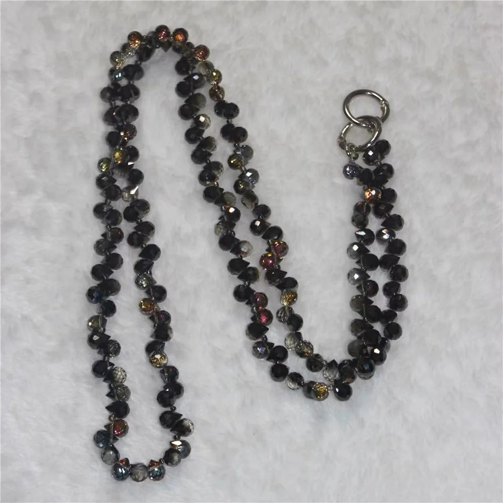 Phone Strap Strawberry Crystal Beads Necklace Crossbody Neck Lanyard with Tether Tab, Total Length: 120cm - Style 1 - 1