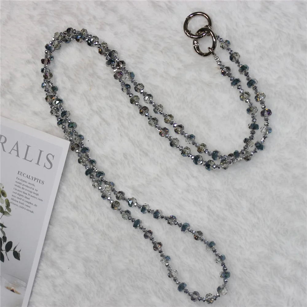 Mobile Phone Lanyard Wheel Crystal Beads Crossbody Phone Beads Strap with Tether Tab, Total Length: 120cm - Style 1 - 1