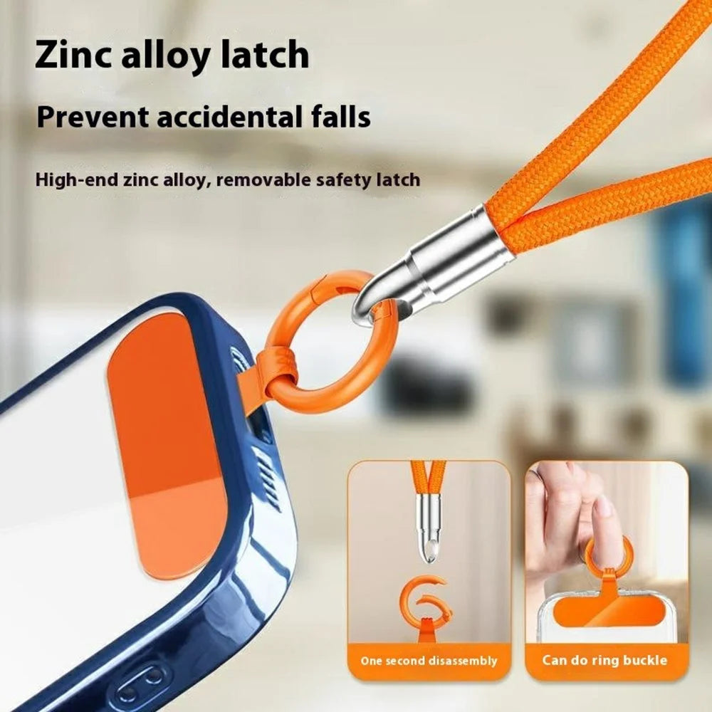 2Pcs 0.6mm Ultra Thin Phone Tether Tabs for Phone Case Metal Safety Patch - Orange - 2