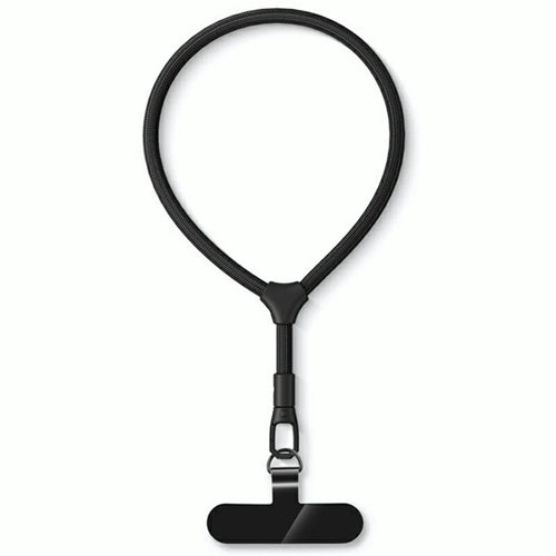 7mm Adjustable Ring Wrist Strap Polyester Phone Lanyard with Tether Tab - Black - 1