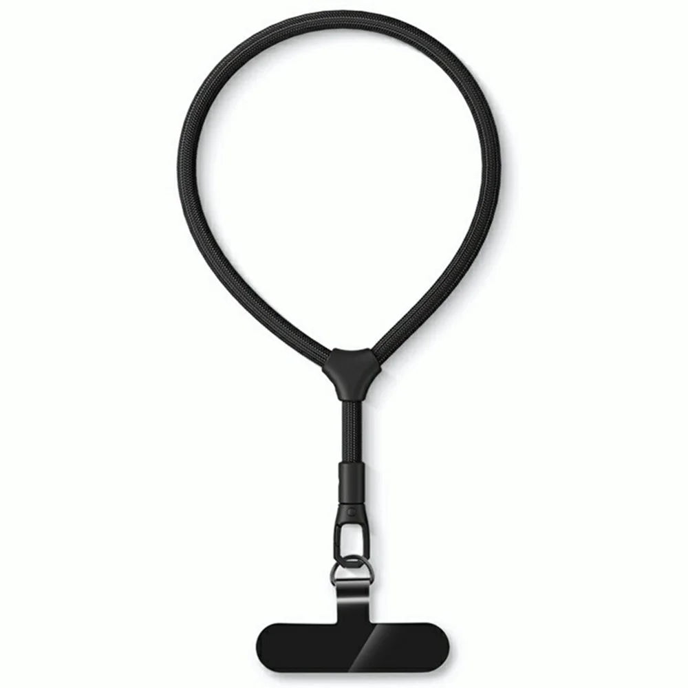7mm Adjustable Ring Wrist Strap Polyester Phone Lanyard with Tether Tab - Black - 1