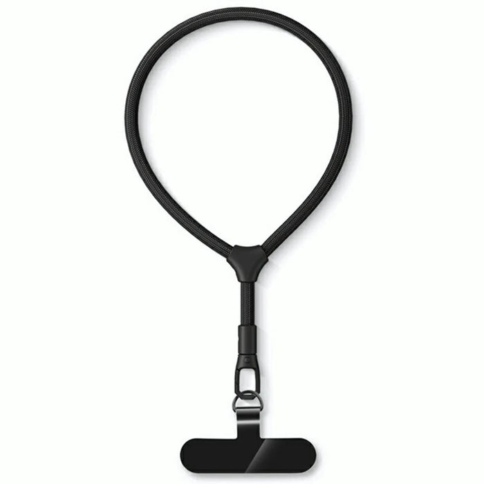 7mm Adjustable Ring Wrist Strap Polyester Phone Lanyard with Tether Tab - Black - 1