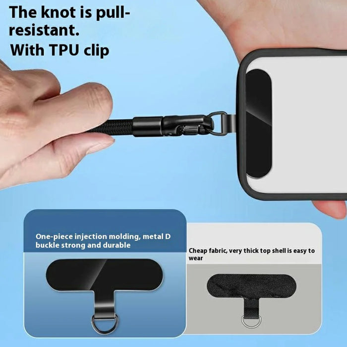 7mm Adjustable Ring Wrist Strap Polyester Phone Lanyard with Tether Tab - Black - 3