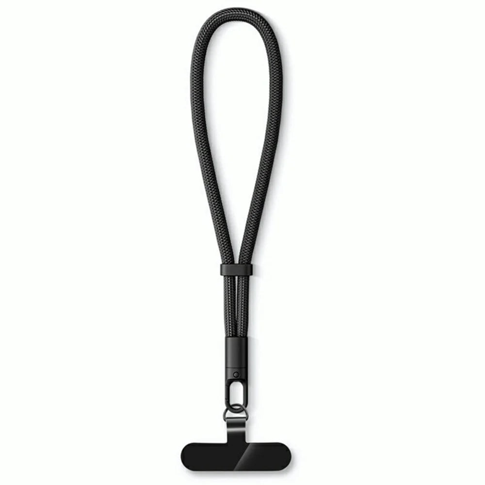 7mm Adjustable Wrist Strap Self-Locking Phone Lanyard with Tether Tab, 360-Degree Rotating Hook - Black - 1