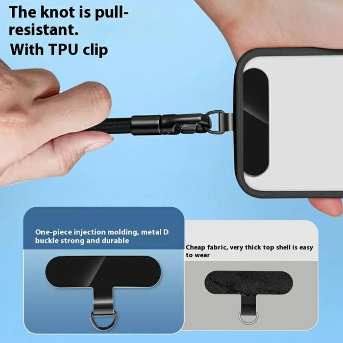7mm Adjustable Wrist Strap Self-Locking Phone Lanyard with Tether Tab, 360-Degree Rotating Hook - Black - 2