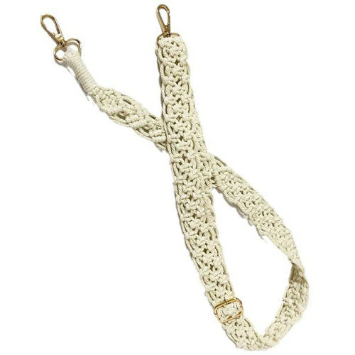 Bohemian Style Hand-Woven Crossbody Lanyard for Cell Phone Camera, 80-130cm Adjustable Bag Strap - White - 1