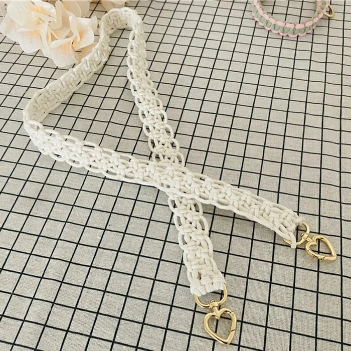 Bohemian Style Hand-Woven Crossbody Lanyard for Cell Phone Camera, 80-130cm Adjustable Bag Strap - White - 2