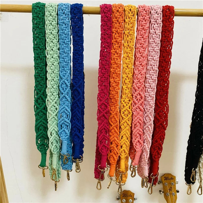 Bohemian Style Hand-Woven Crossbody Lanyard for Cell Phone Camera, 80-130cm Adjustable Bag Strap - White - 4