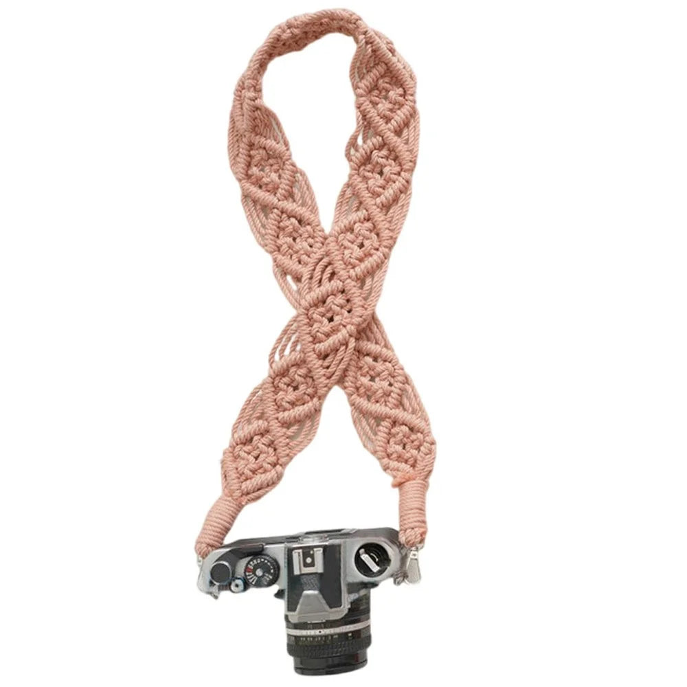 130cm Bohemian Style Hand-Woven Crossbody Strap for Phone, Camera, Bag Replacement Strap - Pink - 1