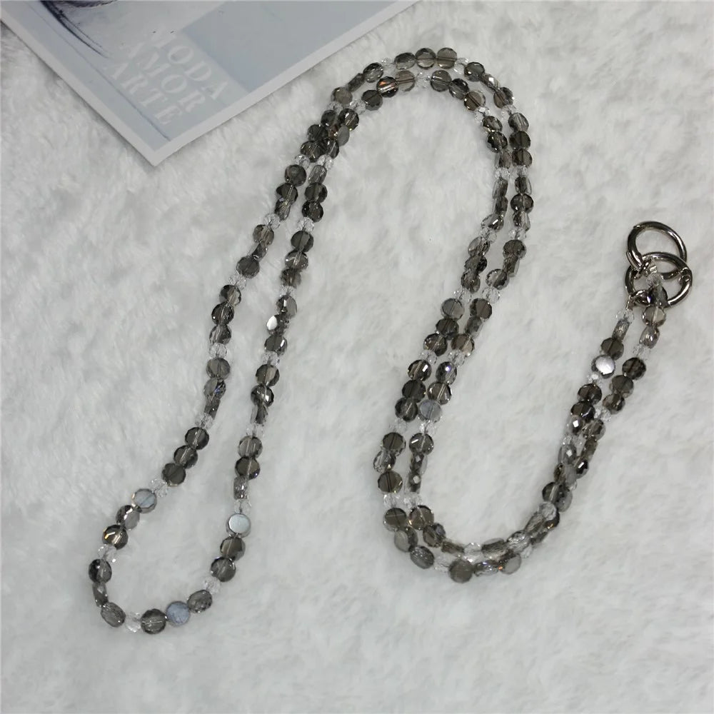 120cm Phone Charm Strap Crystal Beads Shoulder Strap Lanyard with Tether Tab - Style F - 1