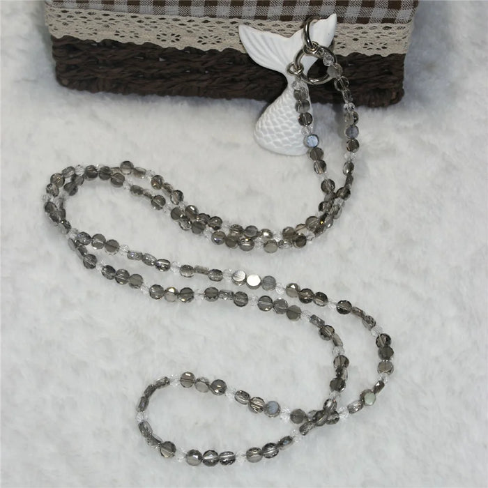120cm Phone Charm Strap Crystal Beads Shoulder Strap Lanyard with Tether Tab - Style F - 2