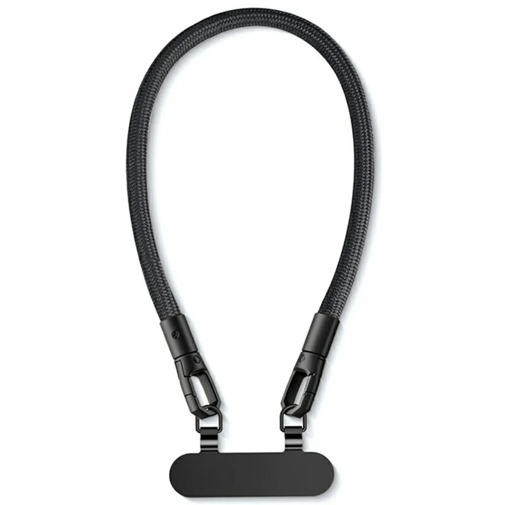 30cm Double Buckle Wrist Strap with Tether Tab, Anti-Loss Drop Protection Cell Phone Lanyard - Black - 1