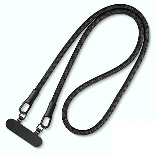7mm Neck Strap with Tether Tab, Anti-Loss Drop Protection Double Buckle Cell Phone Long Lanyard - Black - 1