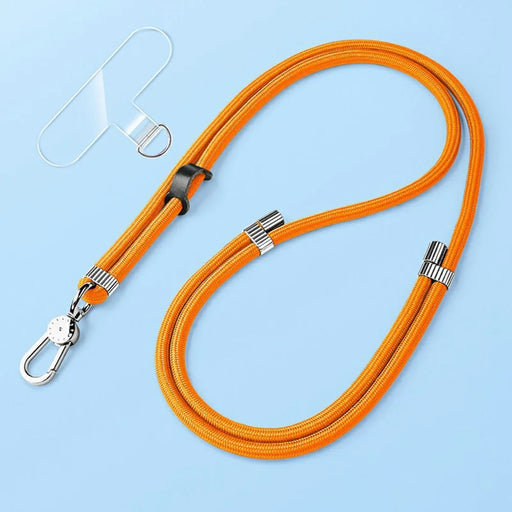 8mm Adjustable Nylon Phone Lanyard with Dual Direction Clips, Zinc Alloy Buckle Crossbody Neck Strap - Orange - 1