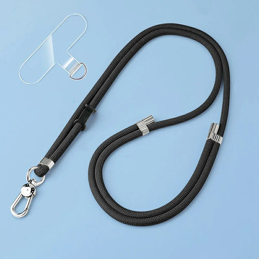 8mm Adjustanle Nylon Phone Lanyard Zinc Alloy Buckle Crossbody Neck Strap with Bidirectional Clip - Black - 1