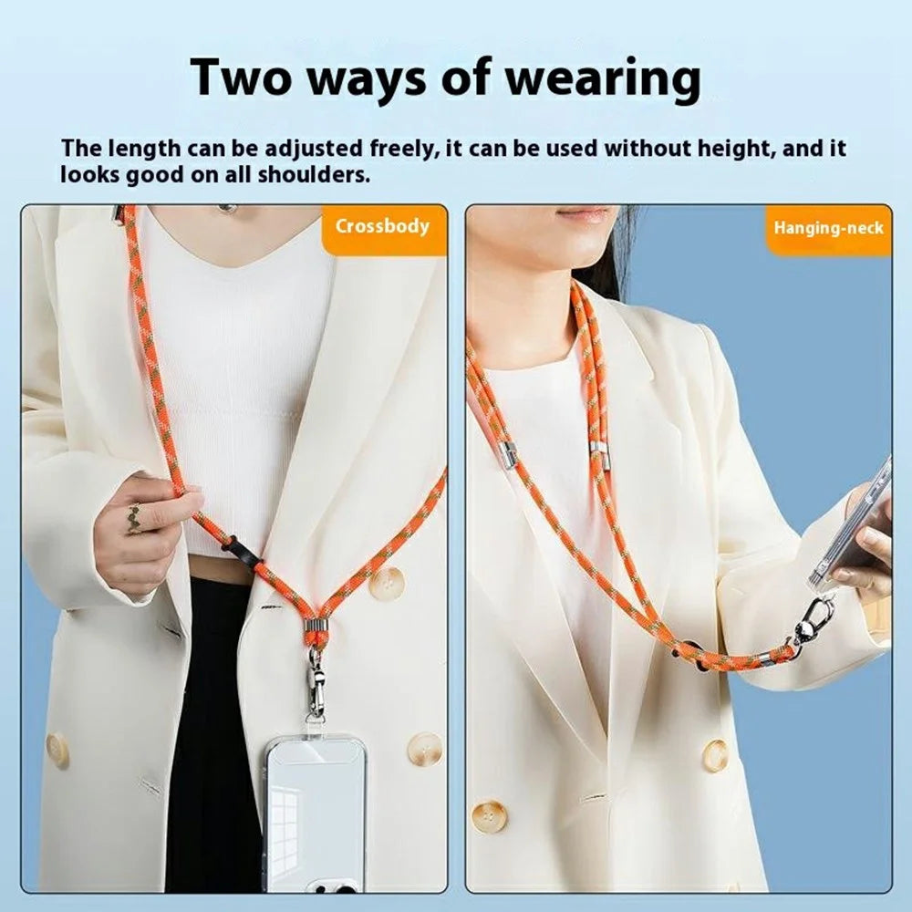 8mm Adjustanle Nylon Phone Lanyard Zinc Alloy Buckle Crossbody Neck Strap with Bidirectional Clip - Black - 4