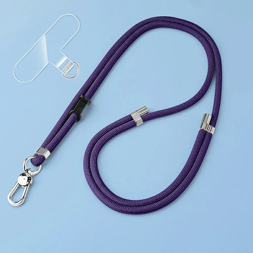 8mm Adjustanle Nylon Phone Lanyard Zinc Alloy Buckle Crossbody Neck Strap with Bidirectional Clip - Dark Purple - 1