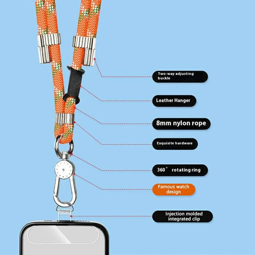 8mm Adjustanle Nylon Phone Lanyard Zinc Alloy Buckle Crossbody Neck Strap with Bidirectional Clip - Dark Purple - 2