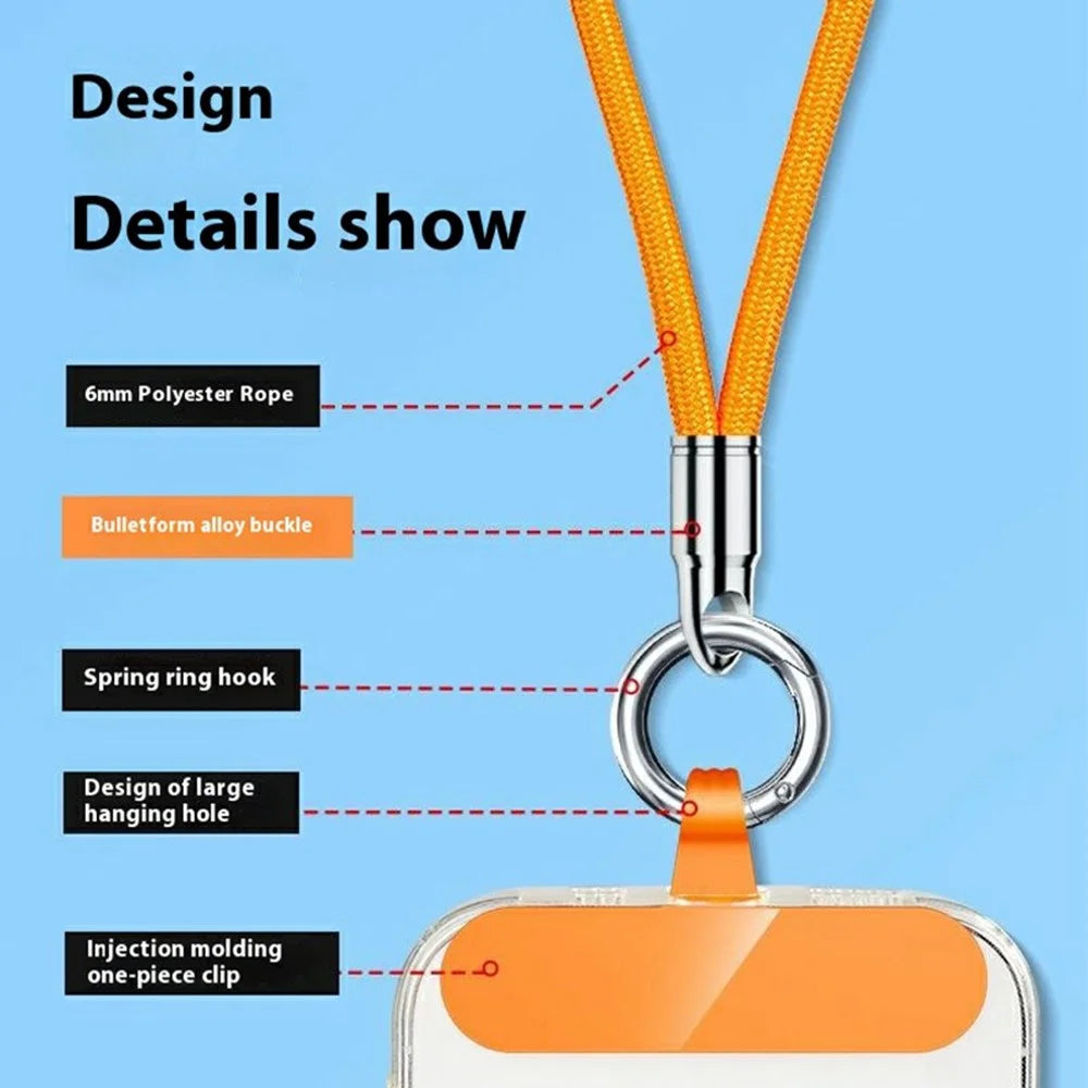 6mm Bullet-Shaped Crossbody Phone Lanyard with Tether Tab, Detachable Ring Cell Phone Shoulder Strap - Light Camel - 5