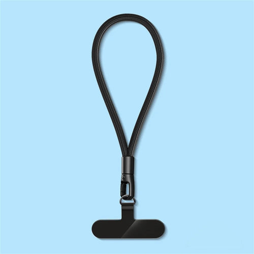 6mm Polyester Wrist Strap for Mobile Phone Lanyard with Tether Tab, Rotating Buckle - Black - 1