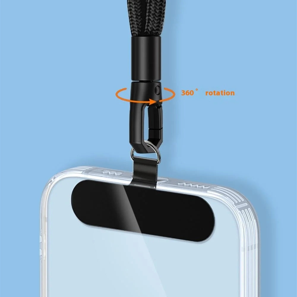 6mm Polyester Wrist Strap for Mobile Phone Lanyard with Tether Tab, Rotating Buckle - Black - 2