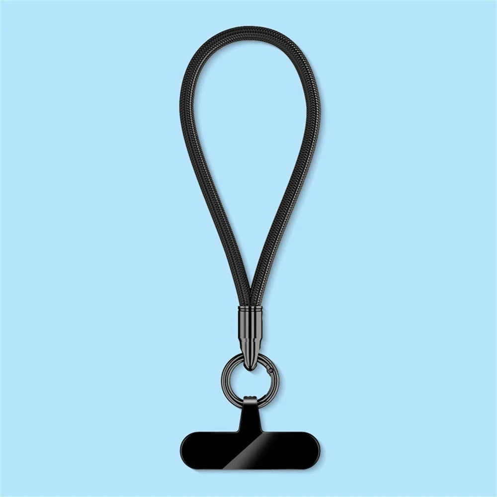 6mm Bullet-Shaped Phone Lanyard with Tether Tab, Detachable Buckle Cell Phone Wrist Strap - Black - 1