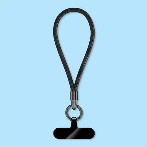 6mm Bullet-Shaped Phone Lanyard with Tether Tab, Detachable Buckle Cell Phone Wrist Strap - Black - 1