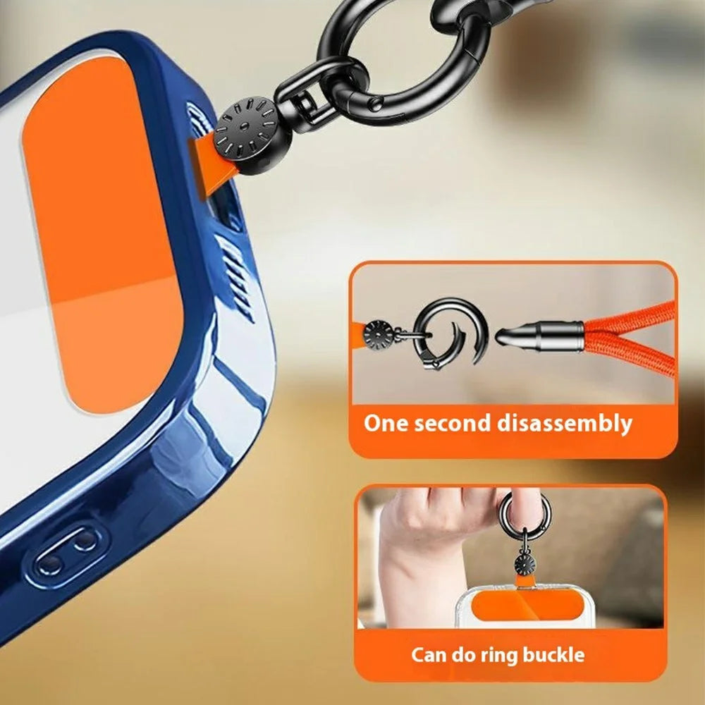 7mm Rotating Watch Dial Design Phone Lanyard with Tether Tab, Ring Hook Neck Straps for Phone Case - Light Camel - 3