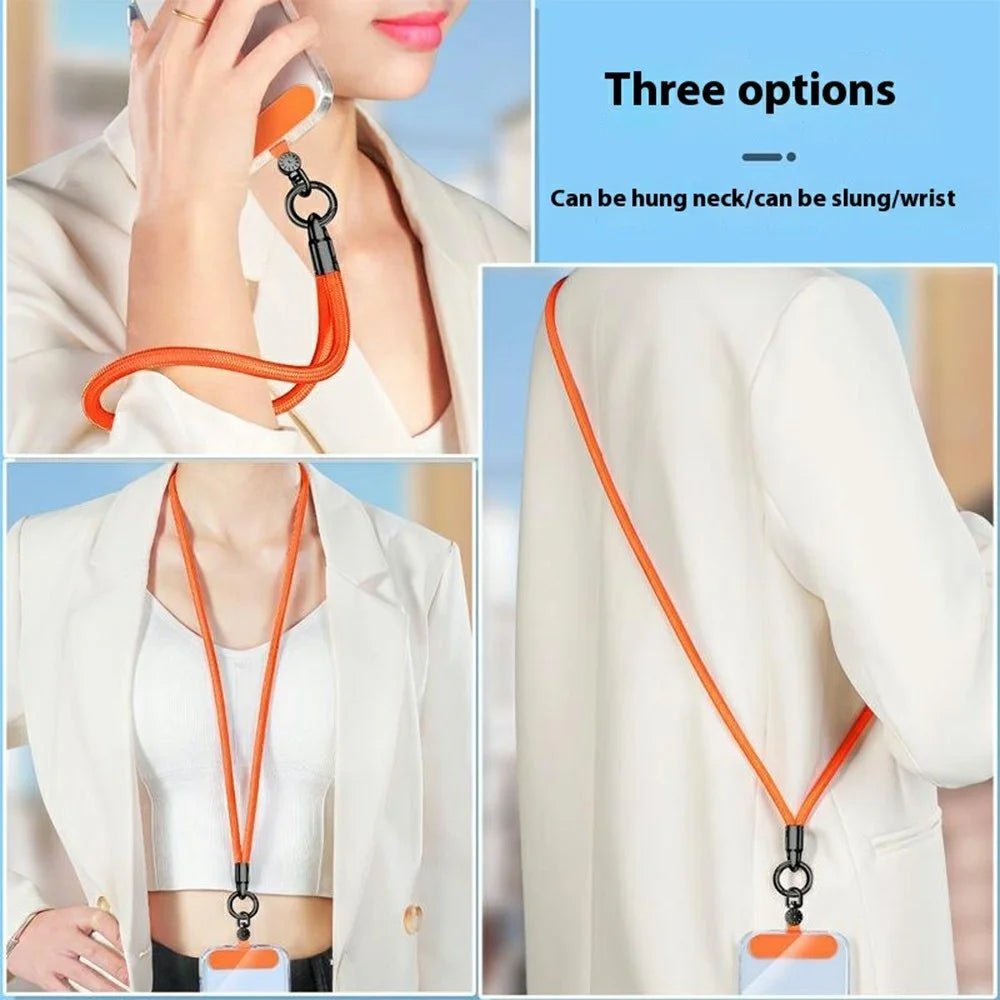 7mm Rotating Watch Dial Design Phone Lanyard with Tether Tab, Ring Hook Neck Straps for Phone Case - Light Camel - 7