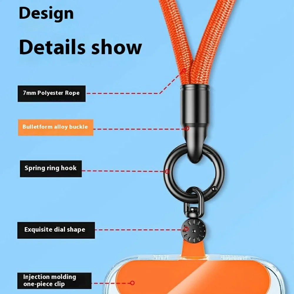 7mm Crossbody Phone Lanyard with Tether Tab, Ring Hook Rotating Watch Dial Design Phone Straps - Blackish Green - 6