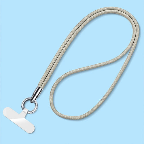 6mm Bullet-Shaped Phone Lanyard with Tether Tab, Detachable Ring Neck Straps for Phone Case - Light Camel - 1