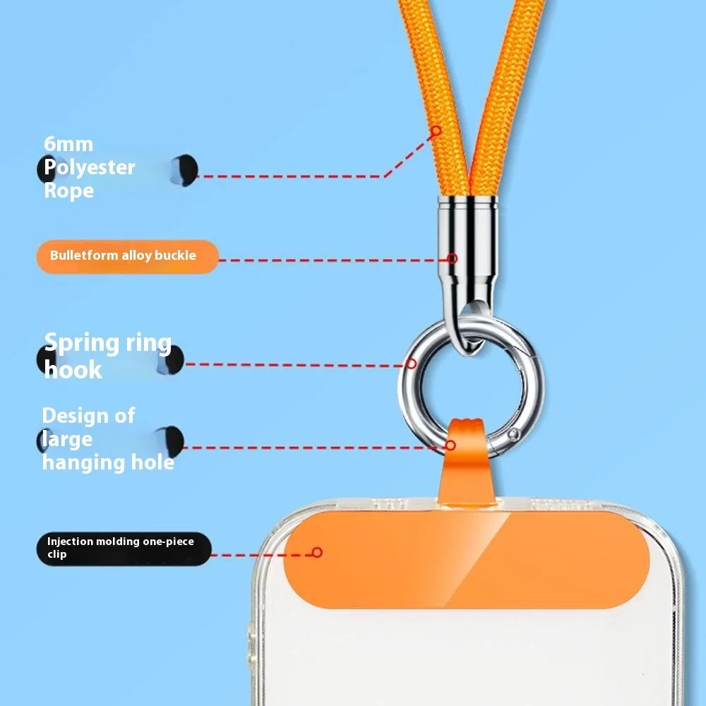6mm Bullet-Shaped Phone Lanyard with Tether Tab, Detachable Ring Neck Straps for Phone Case - Light Camel - 6