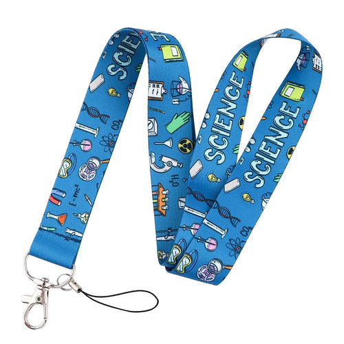 Mobile Phone Lanyard Chemistry Pattern ID Badge Holder Keychain Nylon Rope Nylon Neck Strap - AL404 - 1