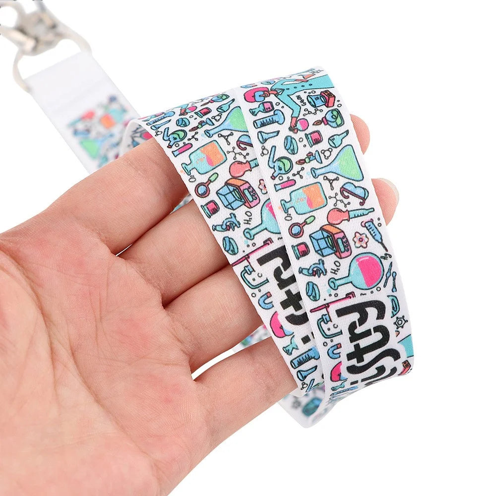 Mobile Phone Lanyard Chemistry Pattern ID Badge Holder Keychain Nylon Rope Nylon Neck Strap - AL404 - 2