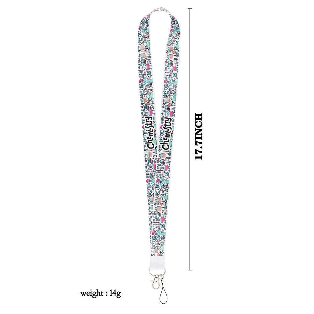 Mobile Phone Lanyard Chemistry Pattern ID Badge Holder Keychain Nylon Rope Nylon Neck Strap - AL404 - 4