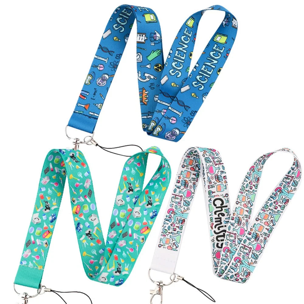 Mobile Phone Lanyard Chemistry Pattern ID Badge Holder Keychain Nylon Rope Nylon Neck Strap - AL404 - 5