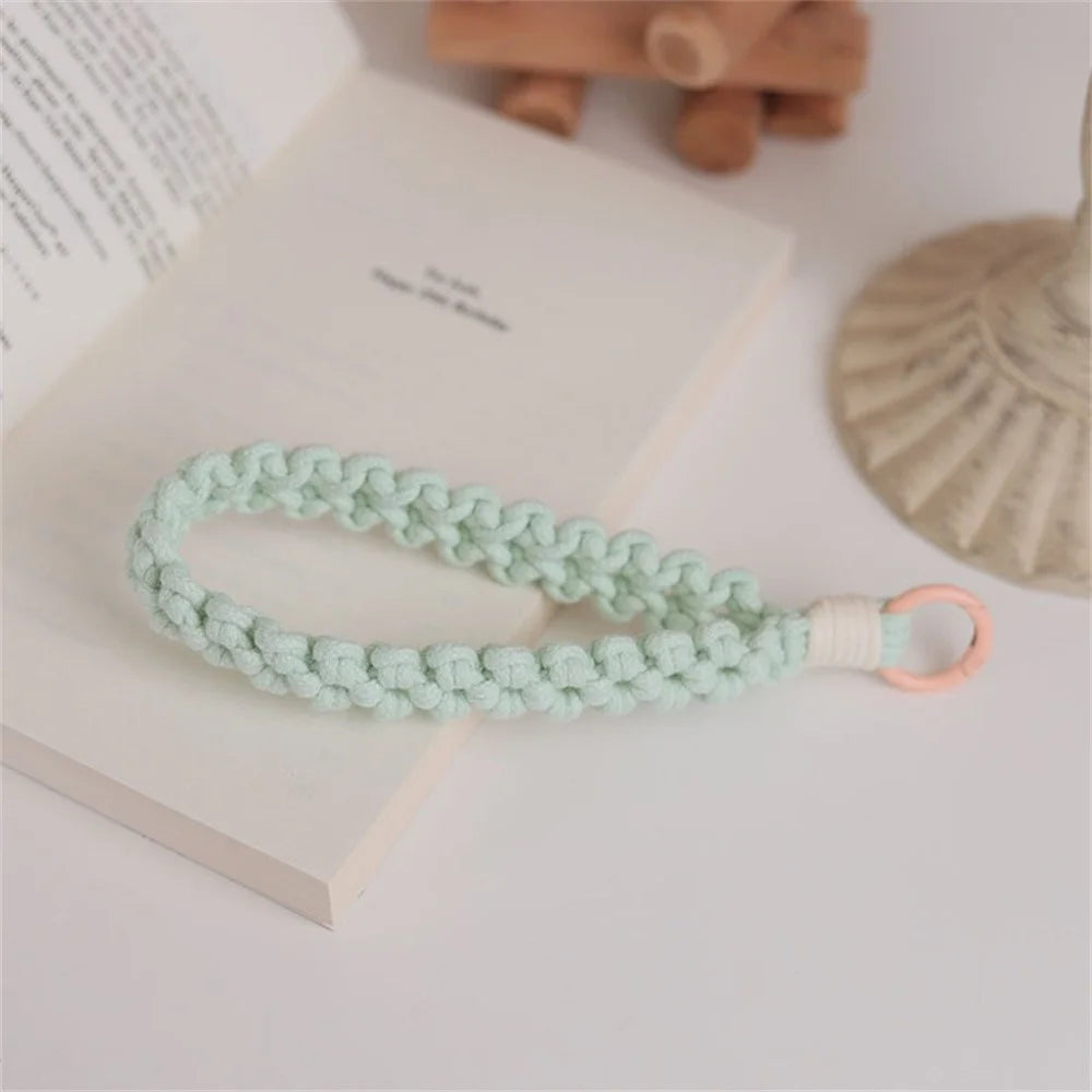 Q-058 Phone Wrist Strap Hand-Woven Wristlet Bracelet Keychain Cell Phone Lanyard - Light Green - 2
