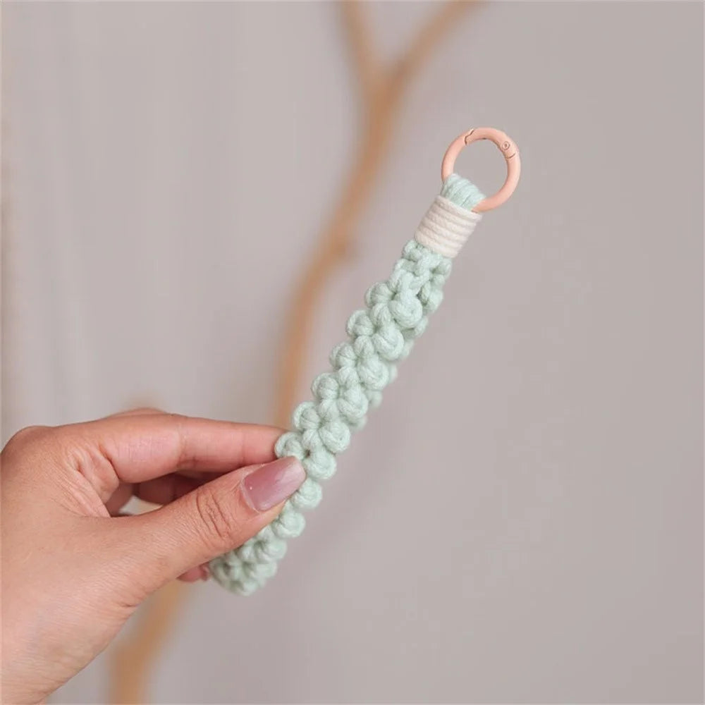 Q-058 Phone Wrist Strap Hand-Woven Wristlet Bracelet Keychain Cell Phone Lanyard - Light Green - 3