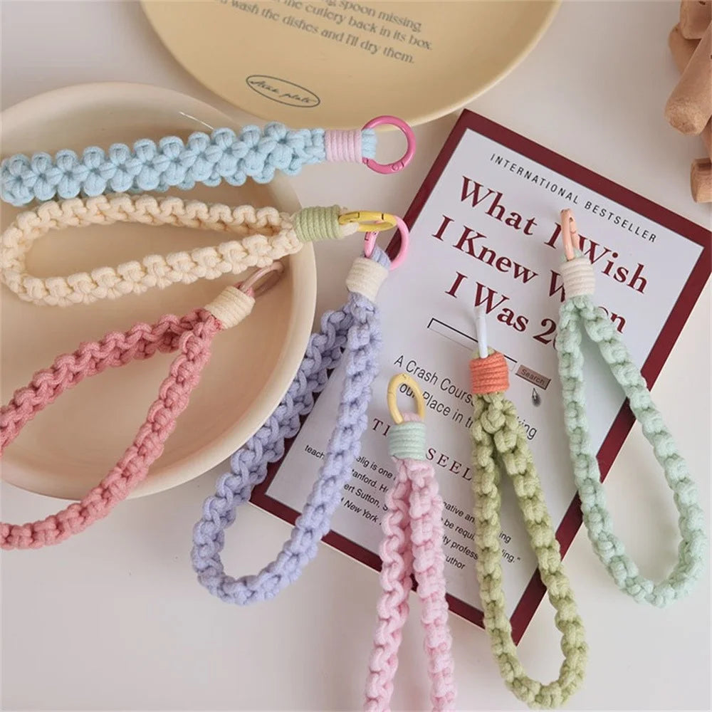 Q-058 Phone Wrist Strap Hand-Woven Wristlet Bracelet Keychain Cell Phone Lanyard - Light Green - 6