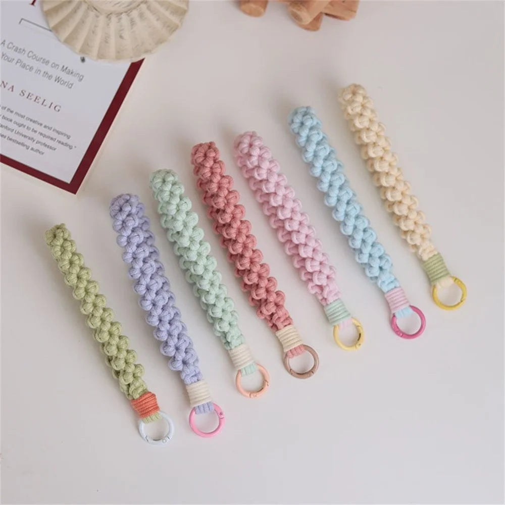 Q-058 Phone Wrist Strap Hand-Woven Wristlet Bracelet Keychain Cell Phone Lanyard - Light Green - 7