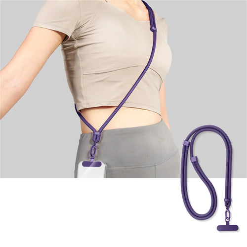 Adjustable Crossbody Neck Strap Phone Lanyard with Metal Tether Tab, Anti-Loss, Drop Protection - Dark Purple - 1