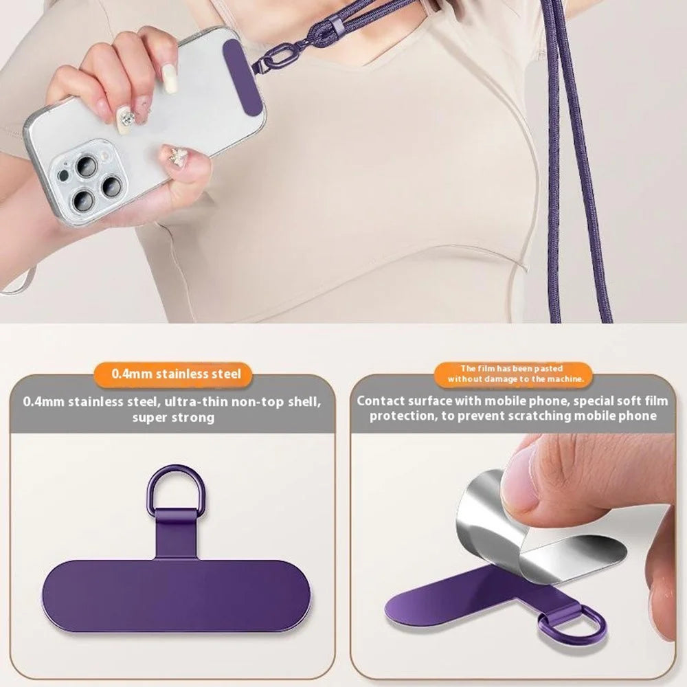 Adjustable Crossbody Neck Strap Phone Lanyard with Metal Tether Tab, Anti-Loss, Drop Protection - Dark Purple - 2