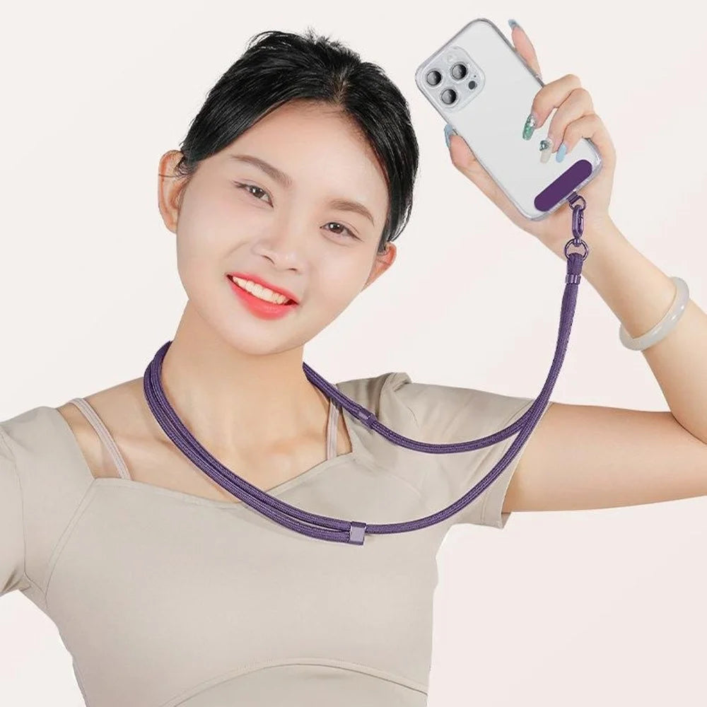 Adjustable Crossbody Neck Strap Phone Lanyard with Metal Tether Tab, Anti-Loss, Drop Protection - Dark Purple - 6