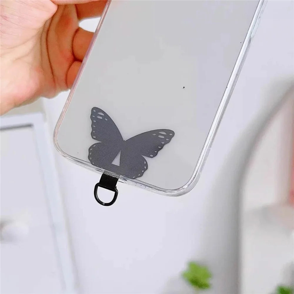 Universal Phone Tether Tab Butterfly Shape Metal Phone Patch for Cell Phone Straps - Rose Gold - 2