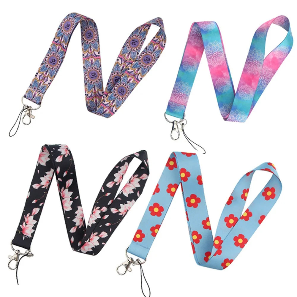 Universal Phone Lanyard Strap Flower Pattern Neck Hanging Rope for ID Badge Holder Keychain Camera - Mandala Flower AL3447 - 4
