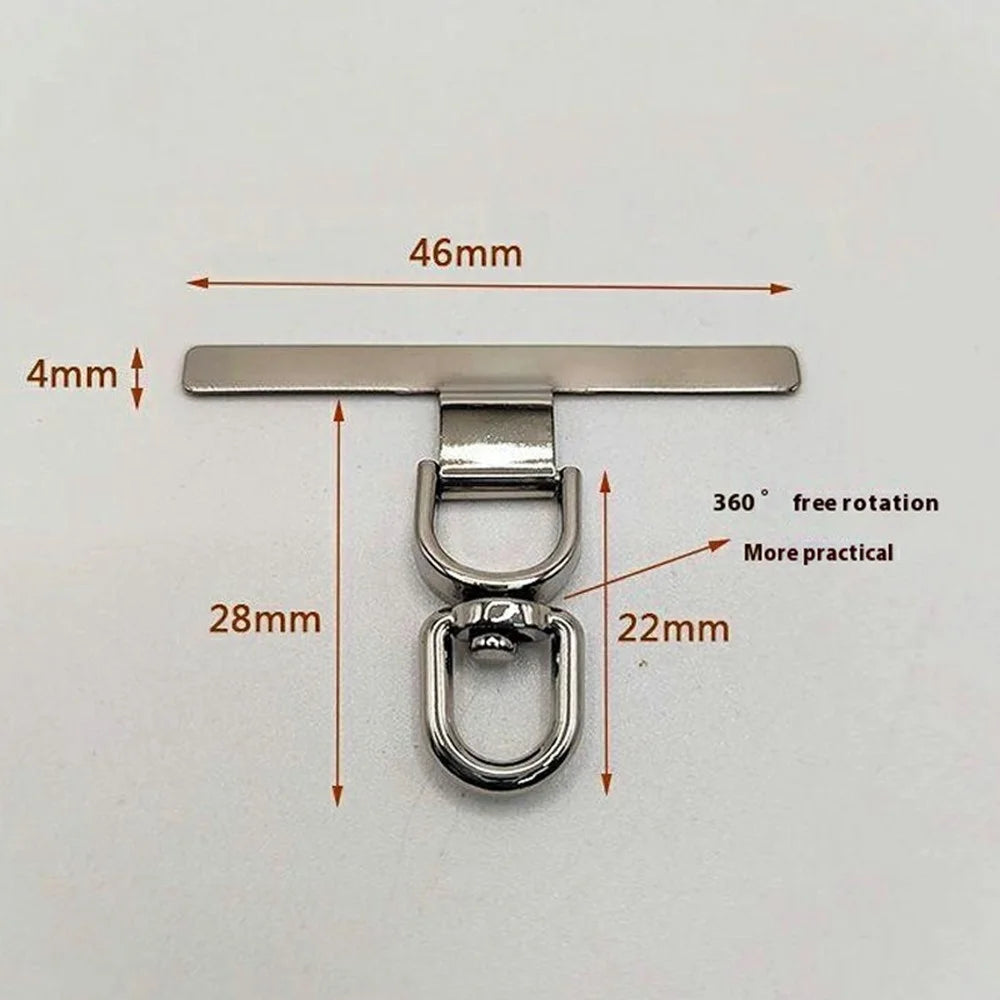 Rotatable Phone Tether Tab T-Shaped Metal Phone Lanyard Patch - Black - 6