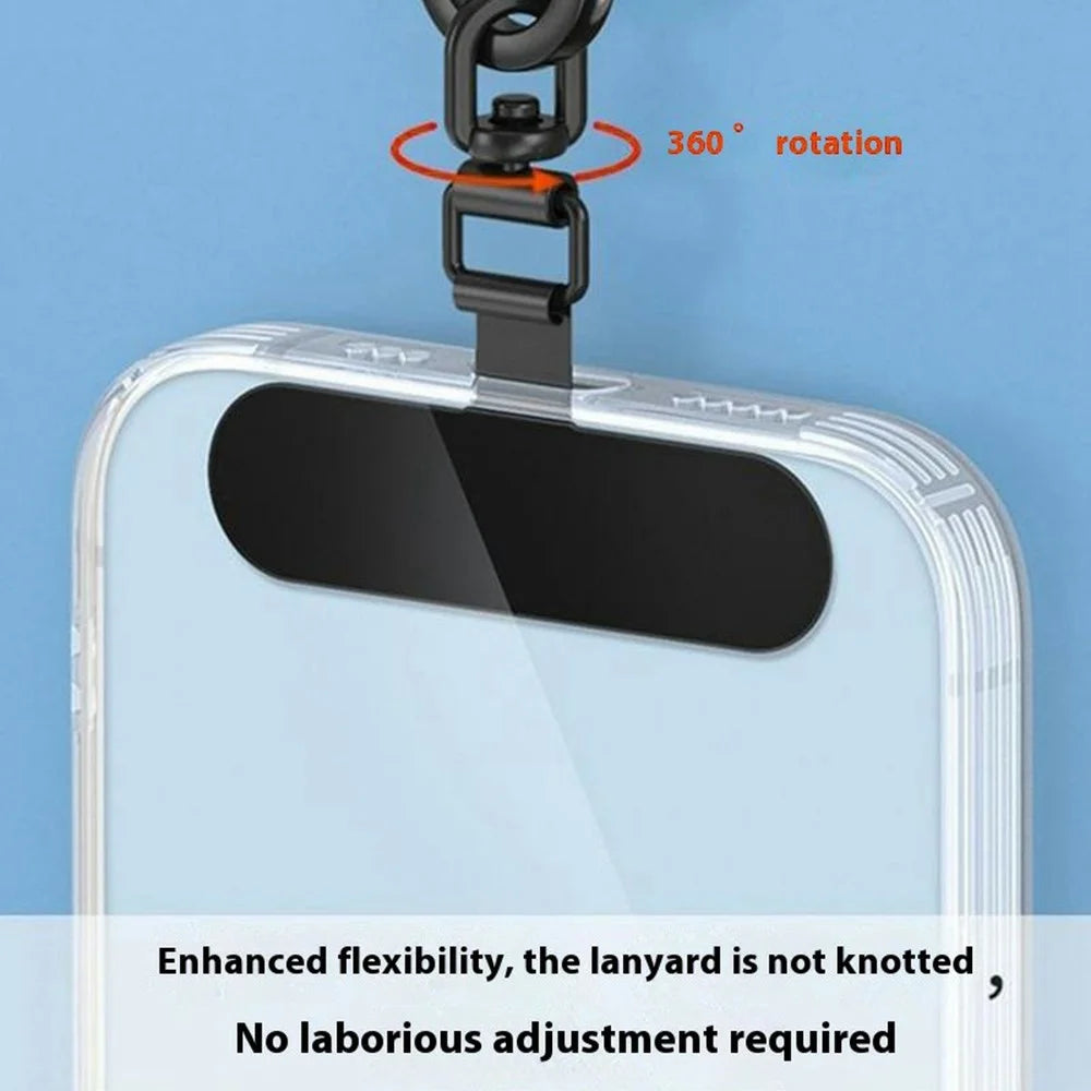 Metal Oval Phone Tether Tab 360° Rotatable Metal Hook Phone Strap Replacement Part - Black - 2